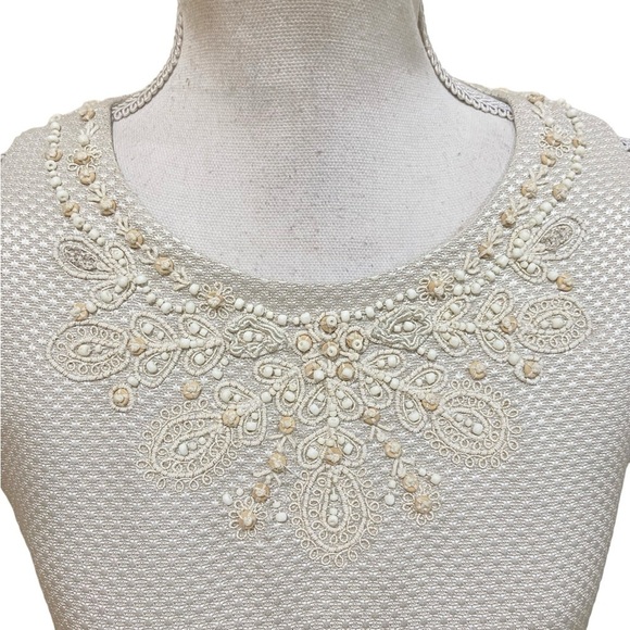 NWT Ann Taylor sleeveless beaded metallic wool/silk dress above the knee size 6 - Picture 4 of 13